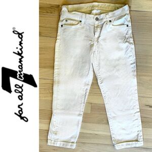 7 FOR ALL MANKIND Cropped White Stretchy Skinny Jeans